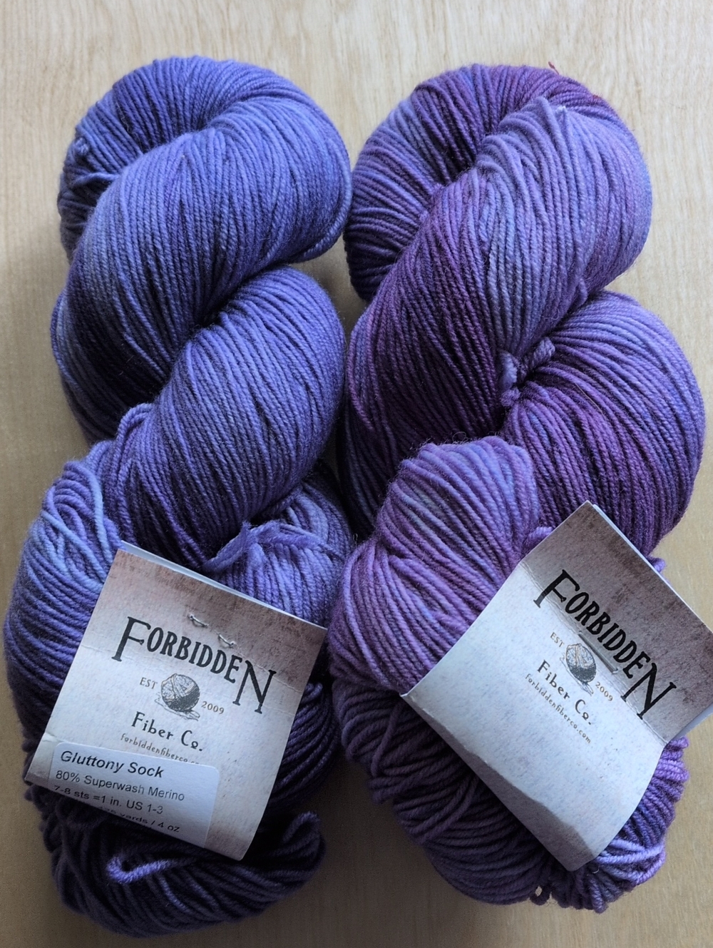 Forbidden Fiber Gluttony Sock - Purple Yarn (2 Skeins) Dana's Destash